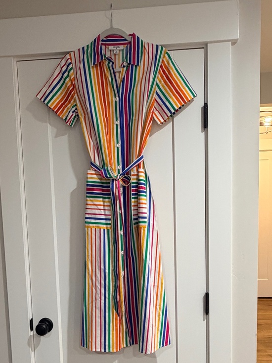 Christopher John Rogers Dresses & Skirts - Christopher John Rogers Stripe Midi Shirt Dress with tie waist Women's size 4